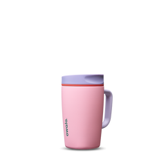 SmoothSip Slider with Handle 12oz in Sugar High, soft pink body with lavender slider lid, lavender handle, and orange slider button